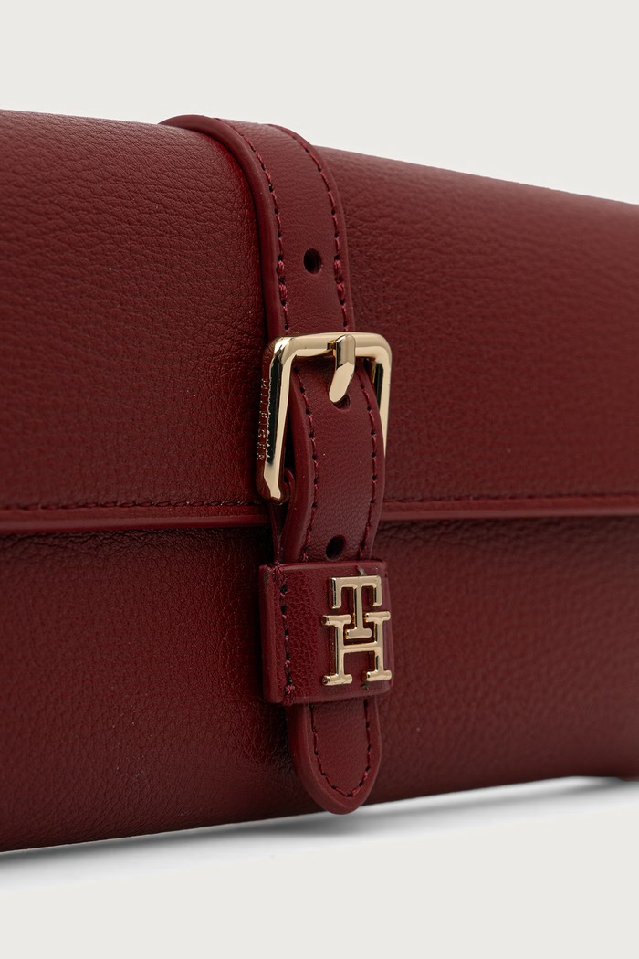 Portfel damski z imitacji skóry Tommy Hilfiger bordowy AW0AW19268
