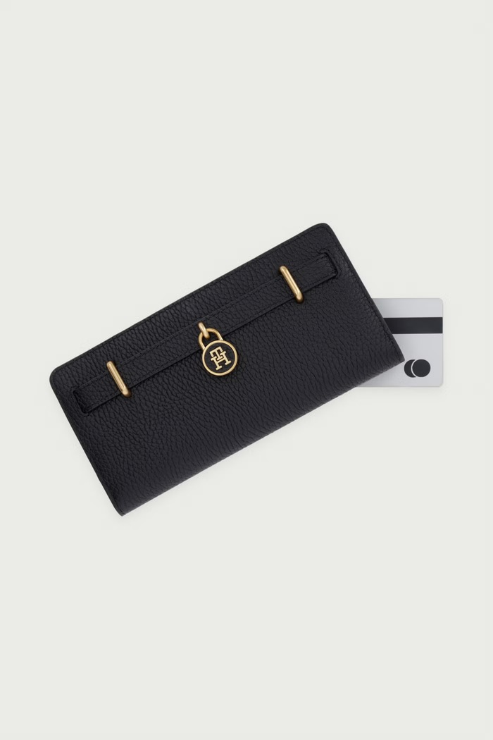 Tommy Hilfiger portfel damski skórzany czarny AW0AW18944