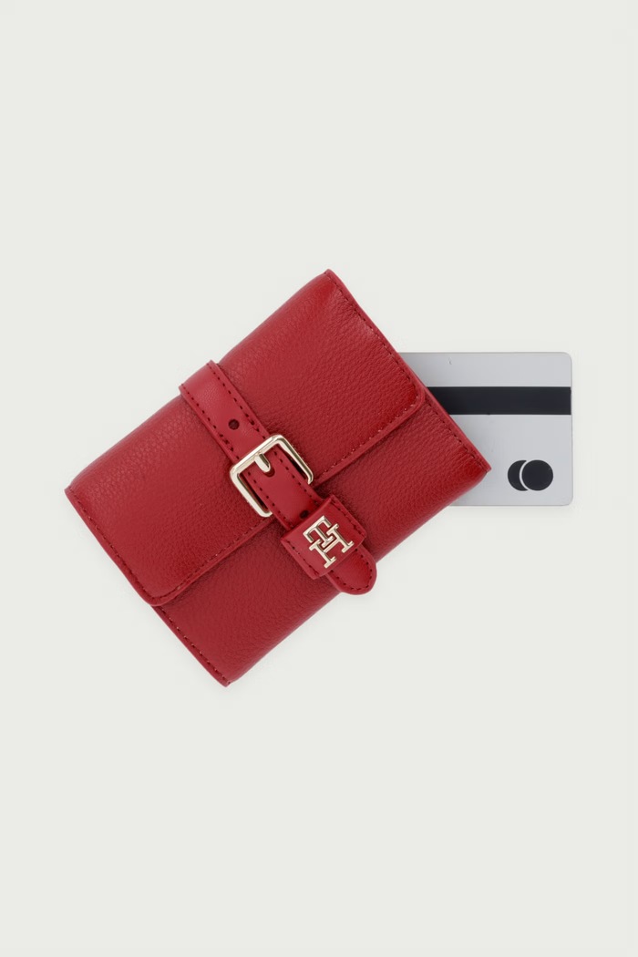 Portfel damski z imitacji skóry Tommy Hilfiger AW0AW18936 bordowy