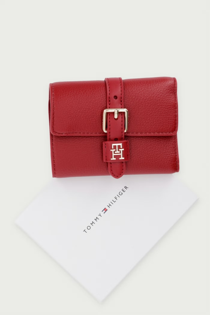 Portfel damski z imitacji skóry Tommy Hilfiger bordowy AW0AW18936