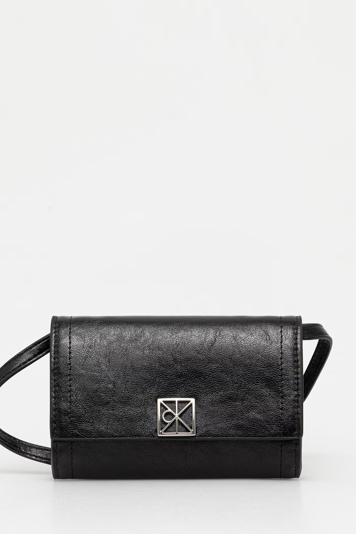 Calvin Klein Portfel damski z imitacji skóry czarny LV04F1218G