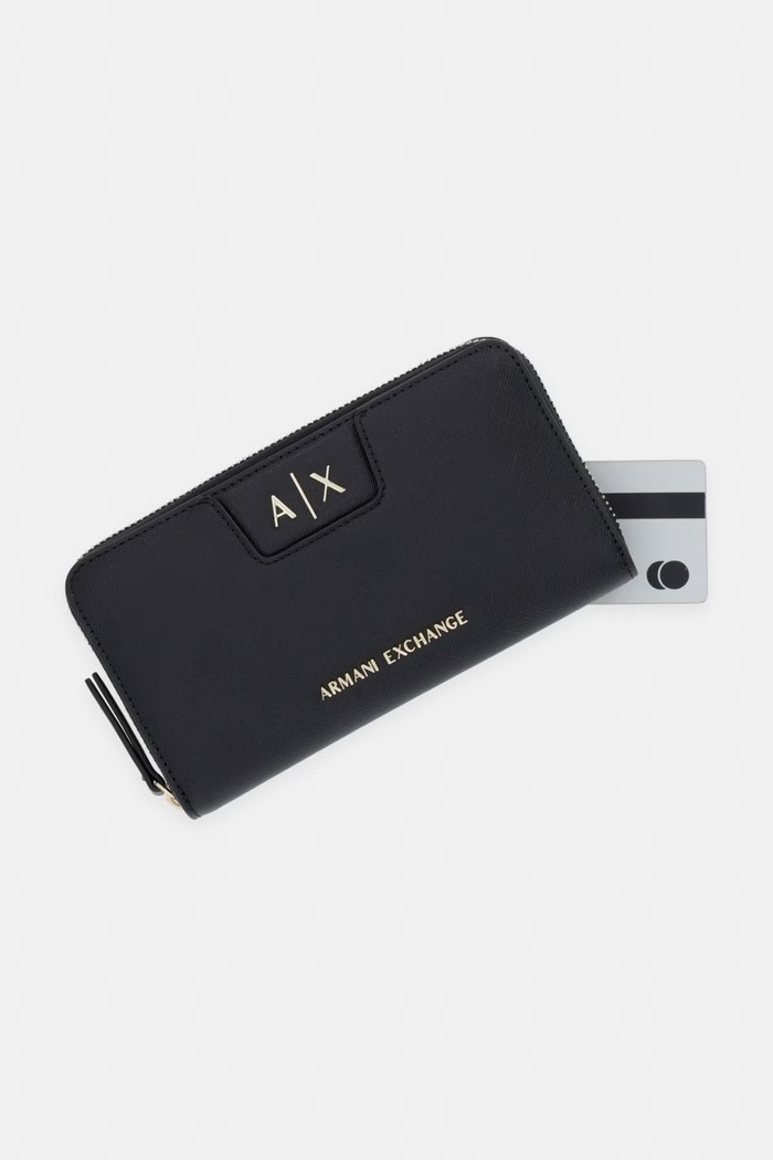 Armani Exchange denarnica ženska iz umetnega usnja črna XW000359.AF26570
