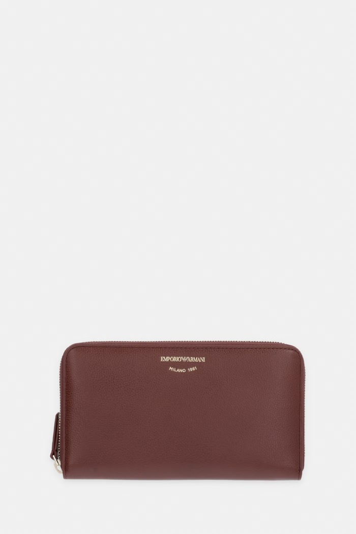 Emporio Armani portfel damski skórzany brązowy EW000366.AF19568
