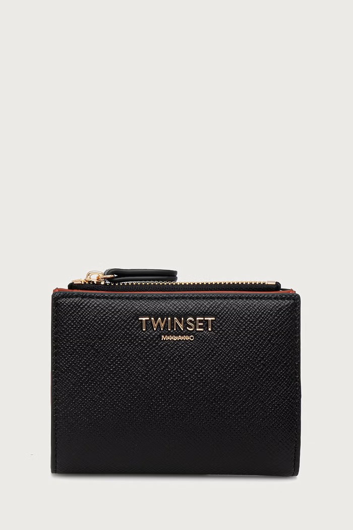 Twinset Portfel damski z imitacji skóry czarny 262TH7052