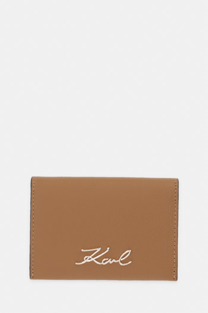 Karl Lagerfeld etui za kartice ženski usnjeni K/SIGNATURE rjava B3W32001