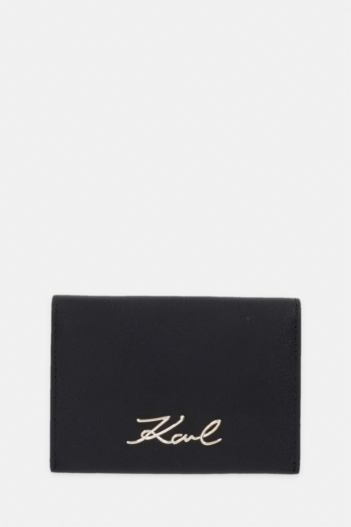 Karl Lagerfeld etui za kartice ženski usnjeni K/SIGNATURE črna B3W32001