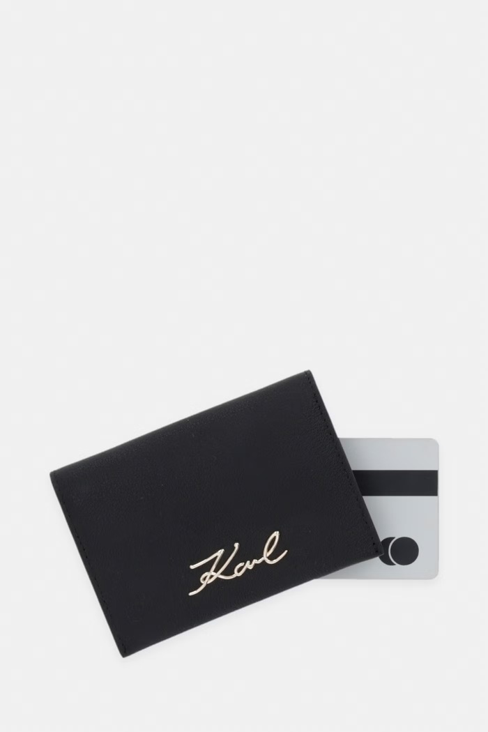 Karl Lagerfeld etui za kartice ženski usnjeni K/SIGNATURE črna B3W32001