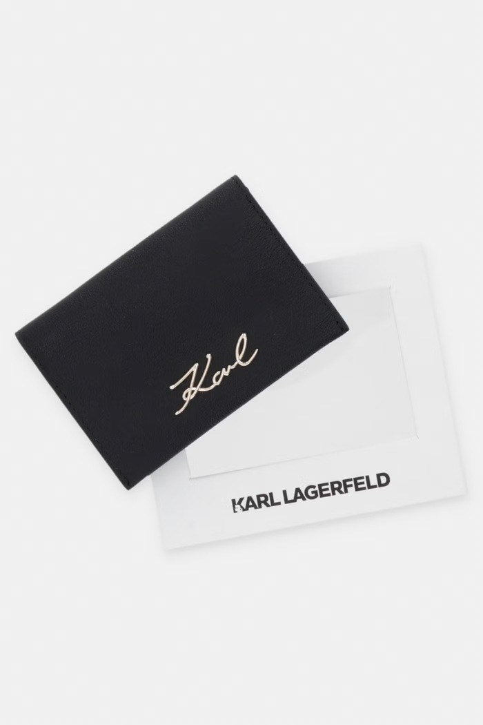 Karl Lagerfeld etui za kartice ženski usnjeni K/SIGNATURE B3W32001 črna