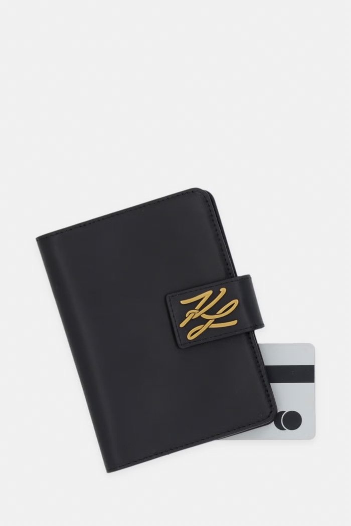 Karl Lagerfeld pouzdro na pas dámské kožené K/AUTOGRAPH černá B3W32085
