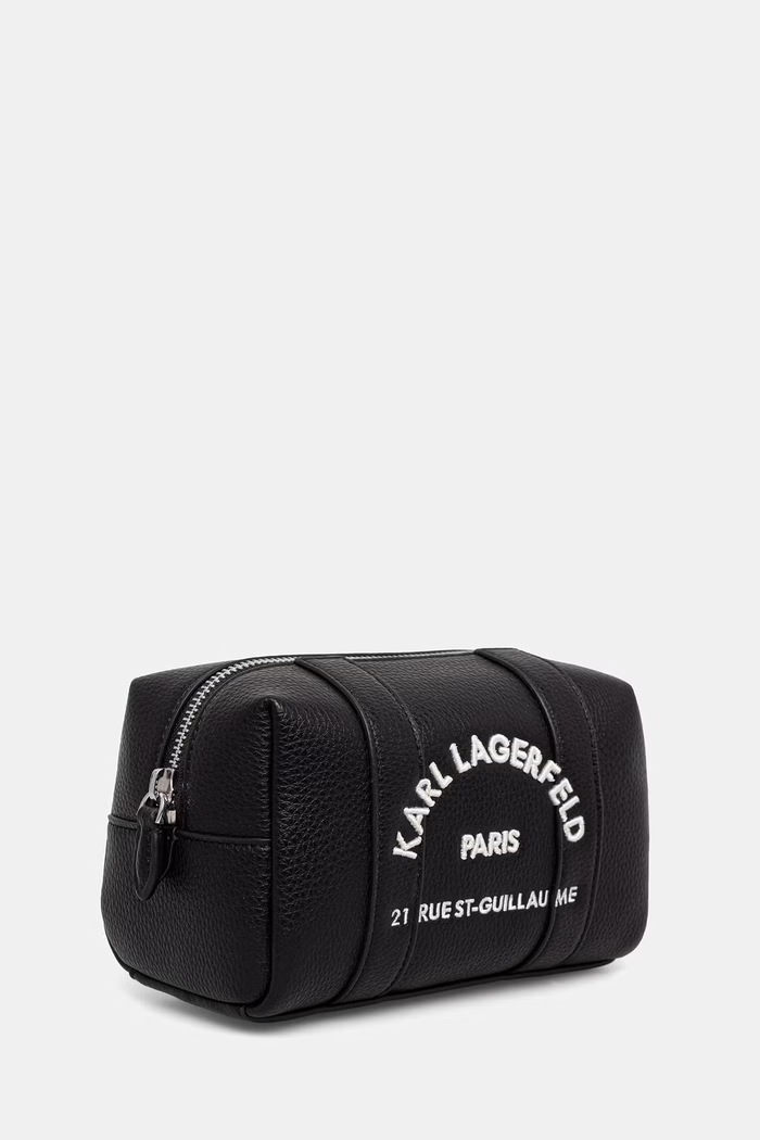 Karl Lagerfeld kozmetična torbica ženska iz umetnega usnja K/RSG B3W32024 črna AW26