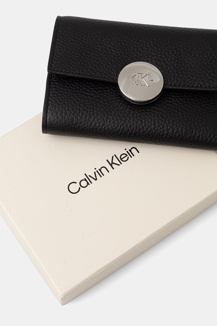 Calvin Klein portfel RFID damski skórzany czarny LV04F1225G