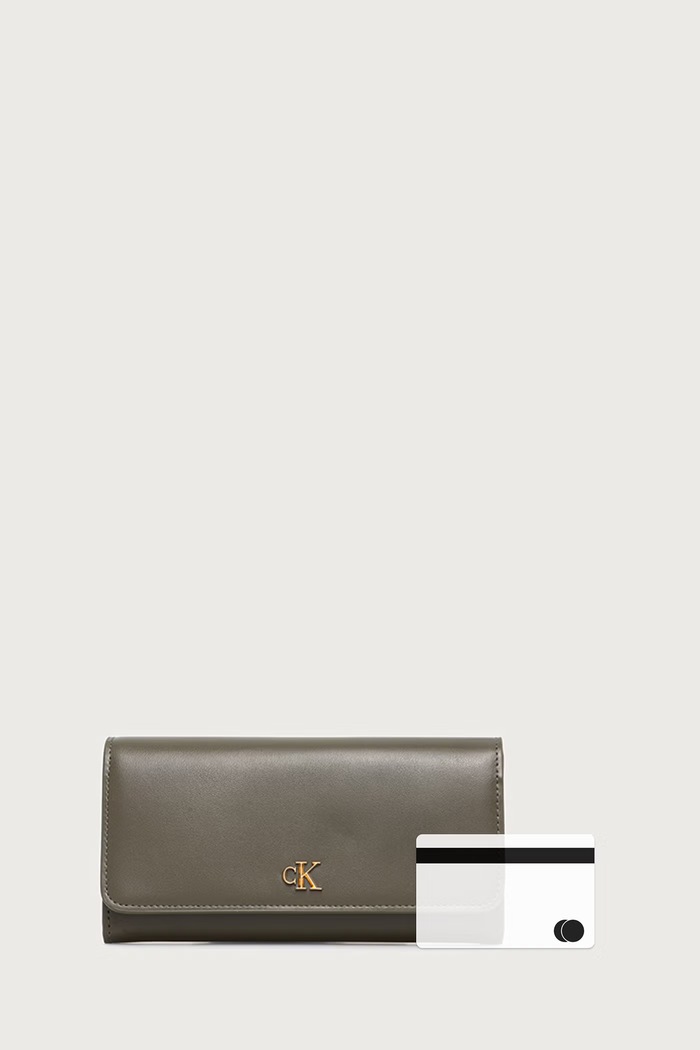 Portfel damski skórzany Calvin Klein zielony LV04F1224G
