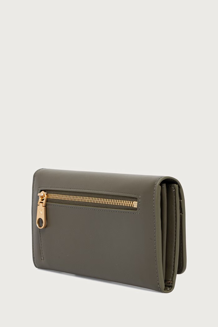 Calvin Klein Portfel damski skórzany LV04F1224G zielony AW26