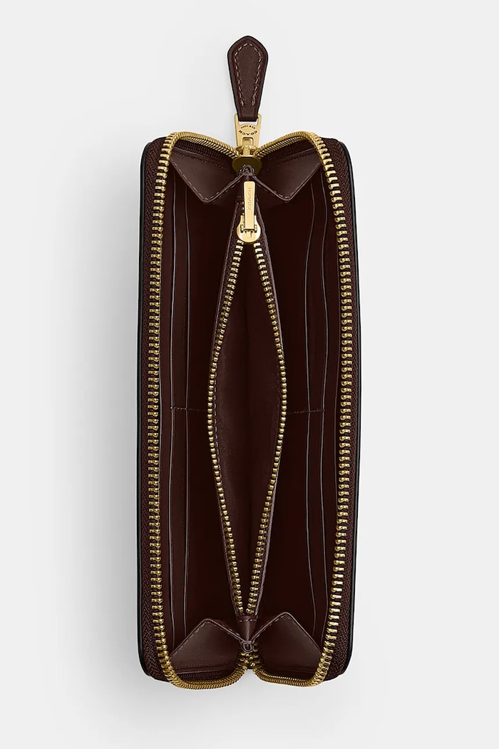 Akcesoria Coach portfel damski skórzany Accordion Zip CCY19 brązowy