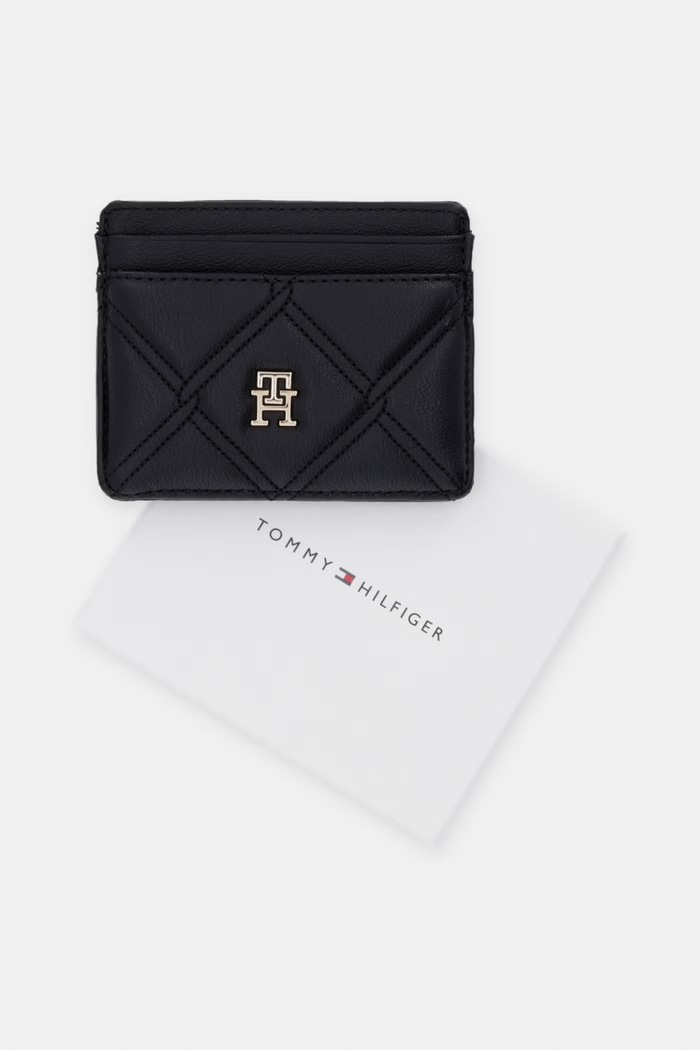 Tommy Hilfiger θήκη για κάρτες γυναικεία από απομίμηση δέρματος μαύρο AW0AW18700