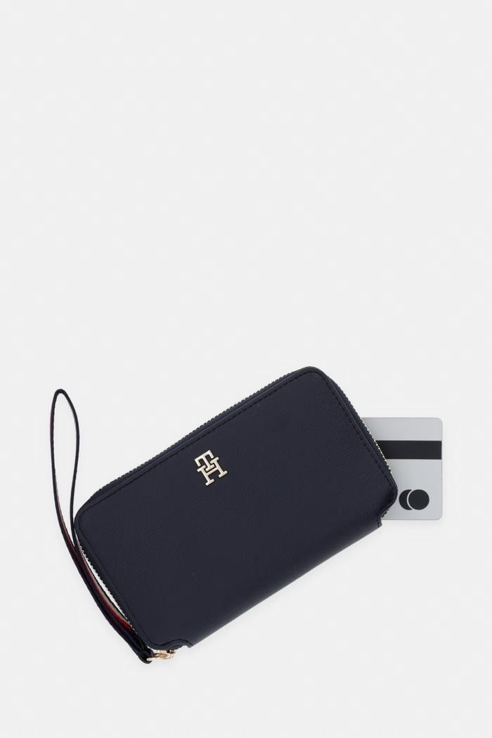 Tommy Hilfiger portfel damski z imitacji skóry granatowy AW0AW18699
