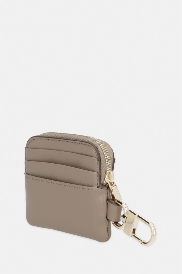 BOSS portfel damski z imitacji skóry Sandy Zip Cardholder 50567623 beżowy AW26