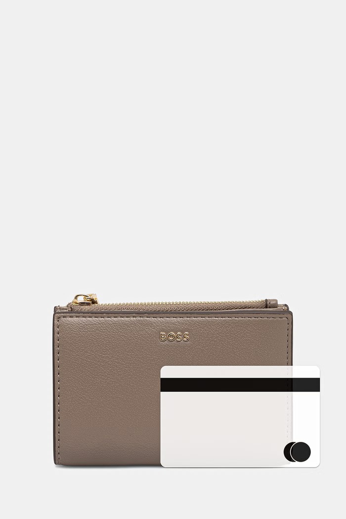 BOSS portfel damski z imitacji skóry Sandy New SM Wallet 50567620 beżowy