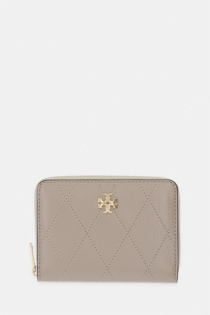 Tory Burch portfel damski skórzany Charlie beżowy 186098