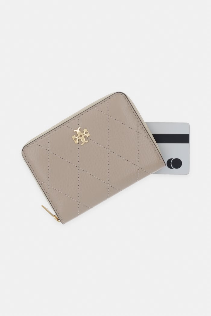 Tory Burch portfel damski skórzany Charlie beżowy 186098