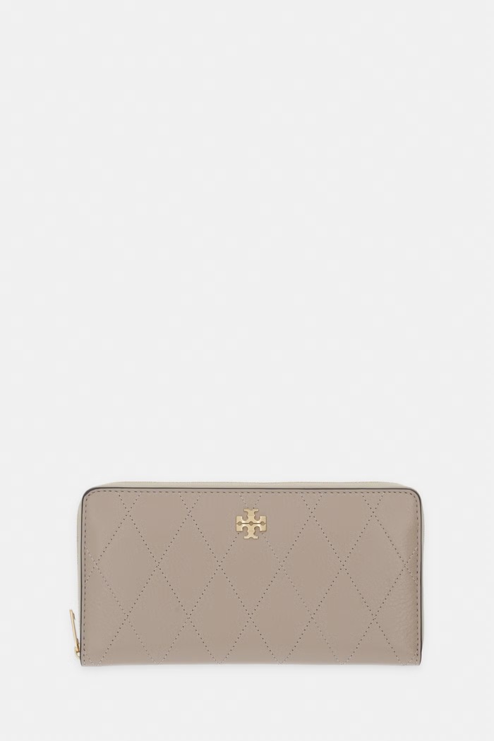Tory Burch portfel damski skórzany Charlie beżowy 186047