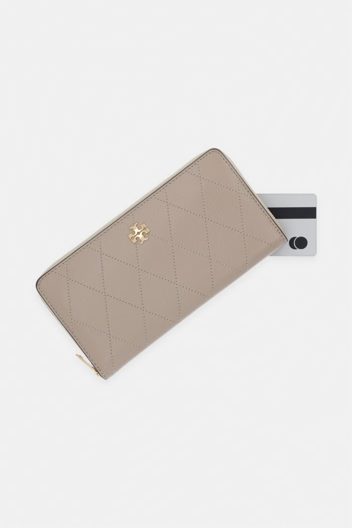 Tory Burch portfel damski skórzany Charlie beżowy 186047
