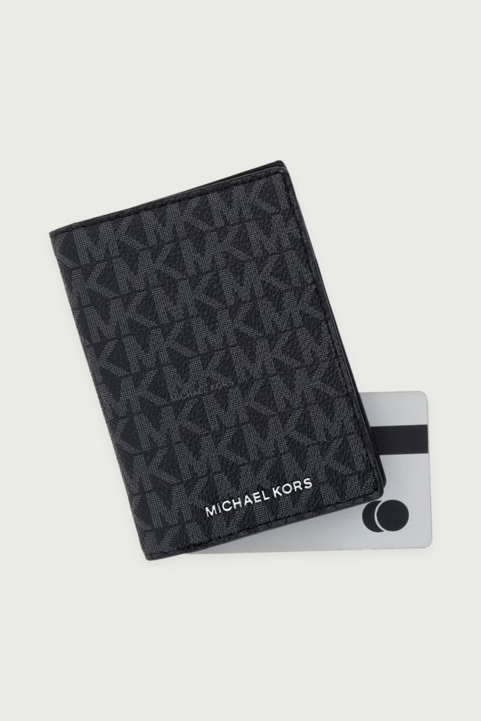 Etui na karty męskie z imitacji skóry HUDSON Michael Kors 39F6LHDF0B czarny