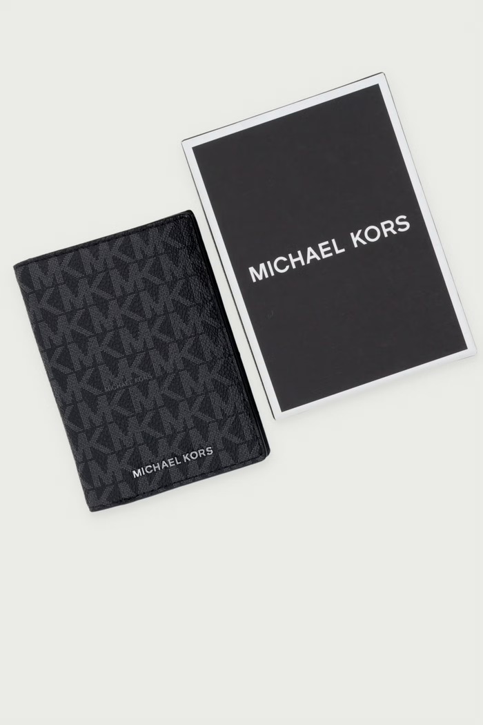 Etui na karty męskie z imitacji skóry HUDSON Michael Kors czarny 39F6LHDF0B