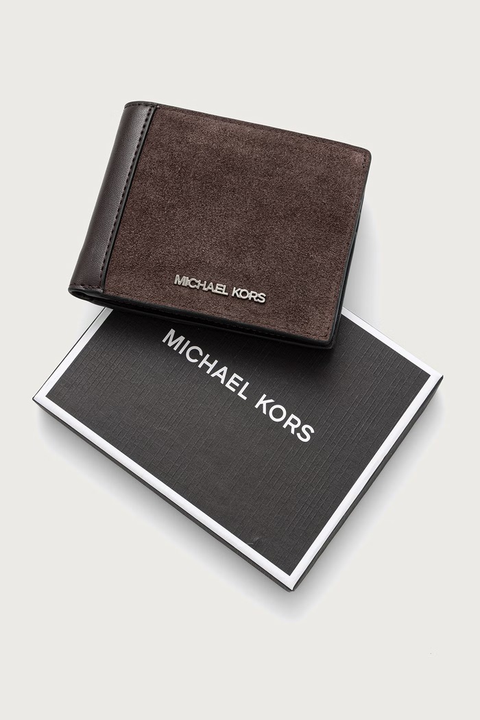 Portfel męski zamszowy MASON Michael Kors 39F6BMSF5S brązowy