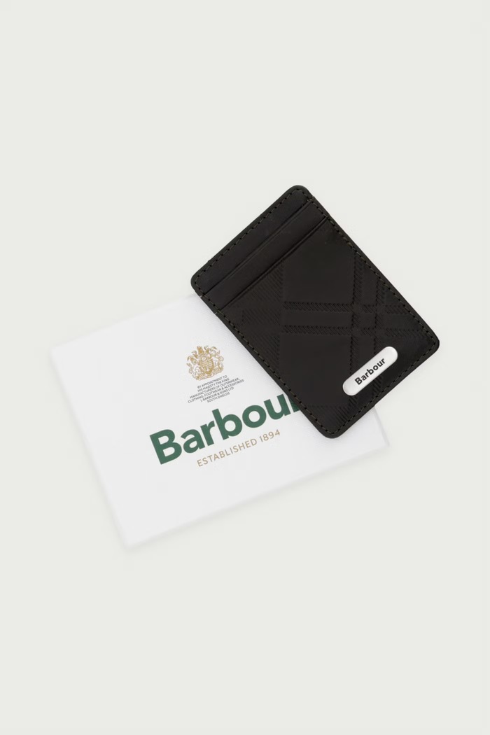 Etui na karty męskie skórzane Barbour MLG0083 zielony
