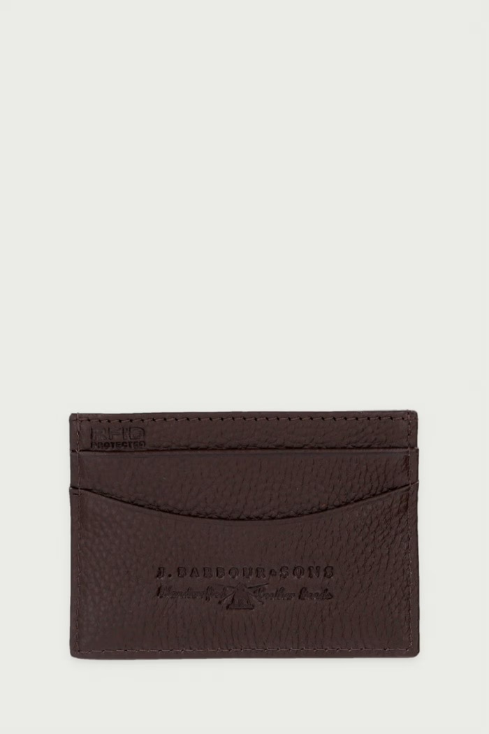 Barbour Etui na karty męskie skórzane brązowy MLG0006