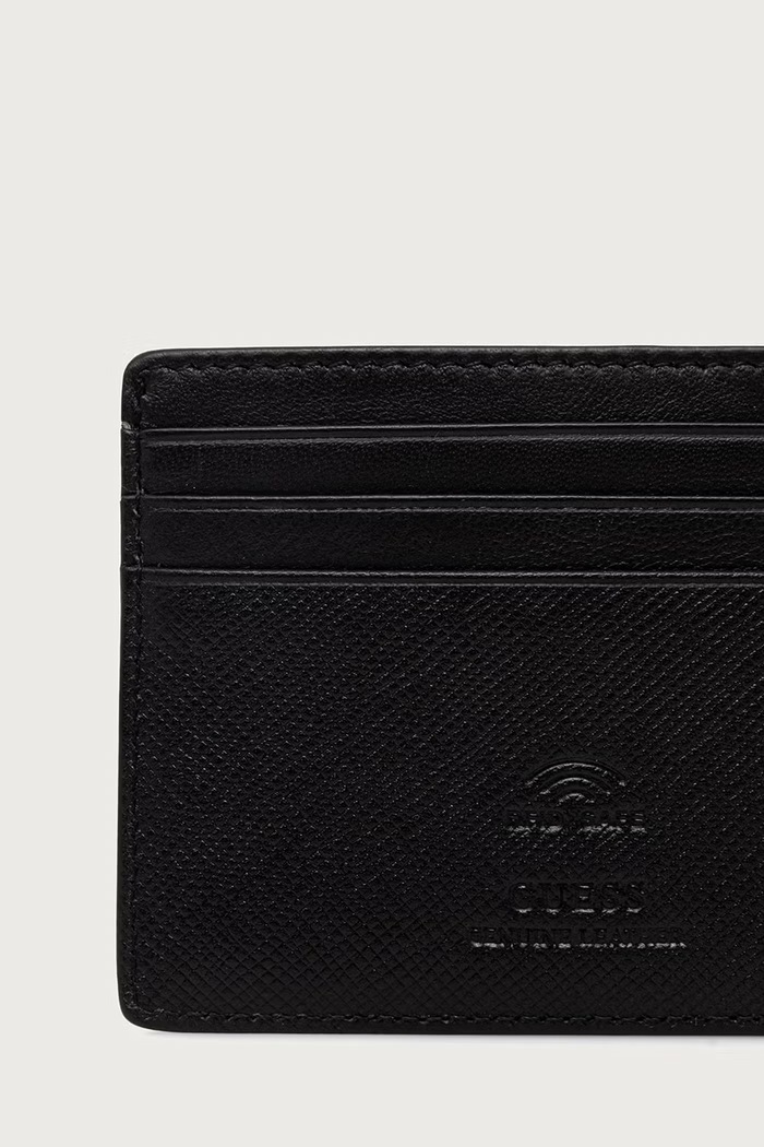 Akcesoria Guess Etui na karty męskie skórzane MILANO SMMISL.LEA25 czarny