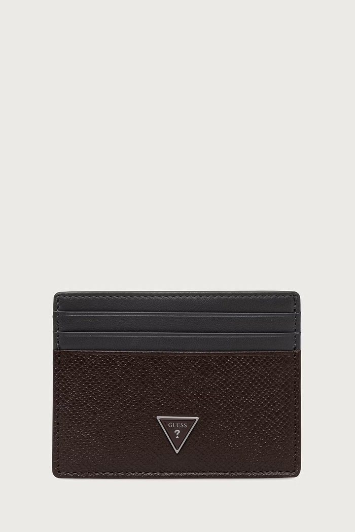 Guess Etui na karty męskie skórzane MILANO brązowy SMMISB.LEA25