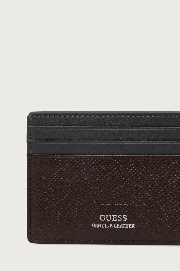 Akcesoria Guess Etui na karty męskie skórzane MILANO SMMISB.LEA25 brązowy