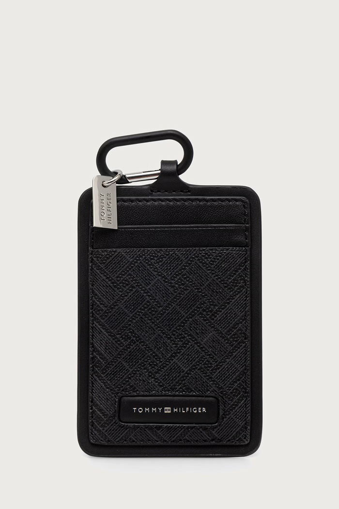 Tommy Hilfiger Θήκη για κάρτες ανδρική δερμάτινη μαύρο AM0AM14801