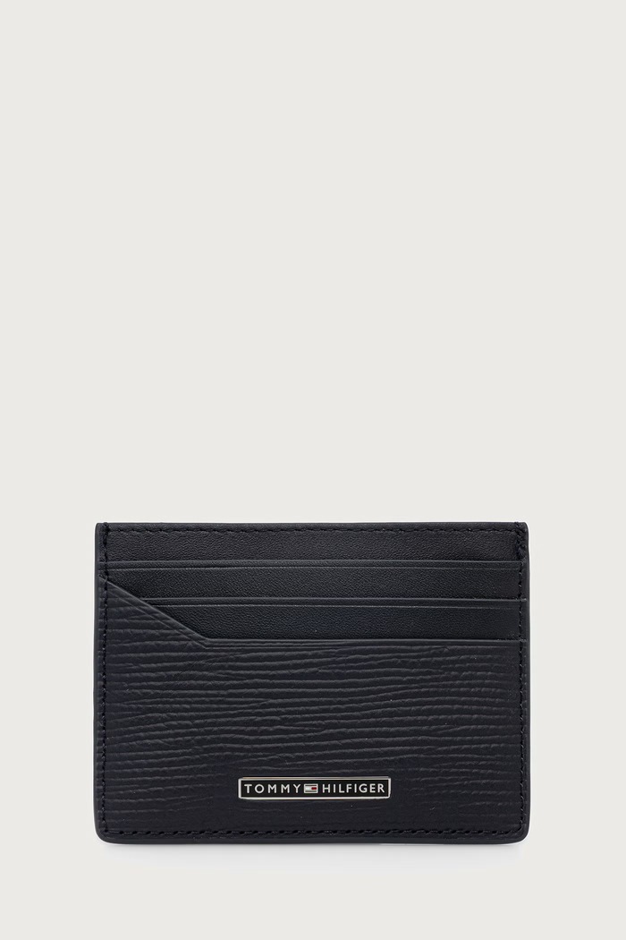 Tommy Hilfiger Θήκη για κάρτες ανδρική δερμάτινη σκούρο μπλε AM0AM14787