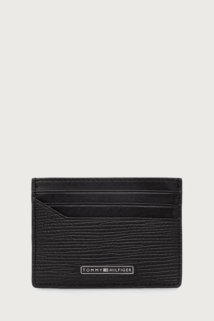 Tommy Hilfiger Θήκη για κάρτες ανδρική δερμάτινη μαύρο AM0AM14787