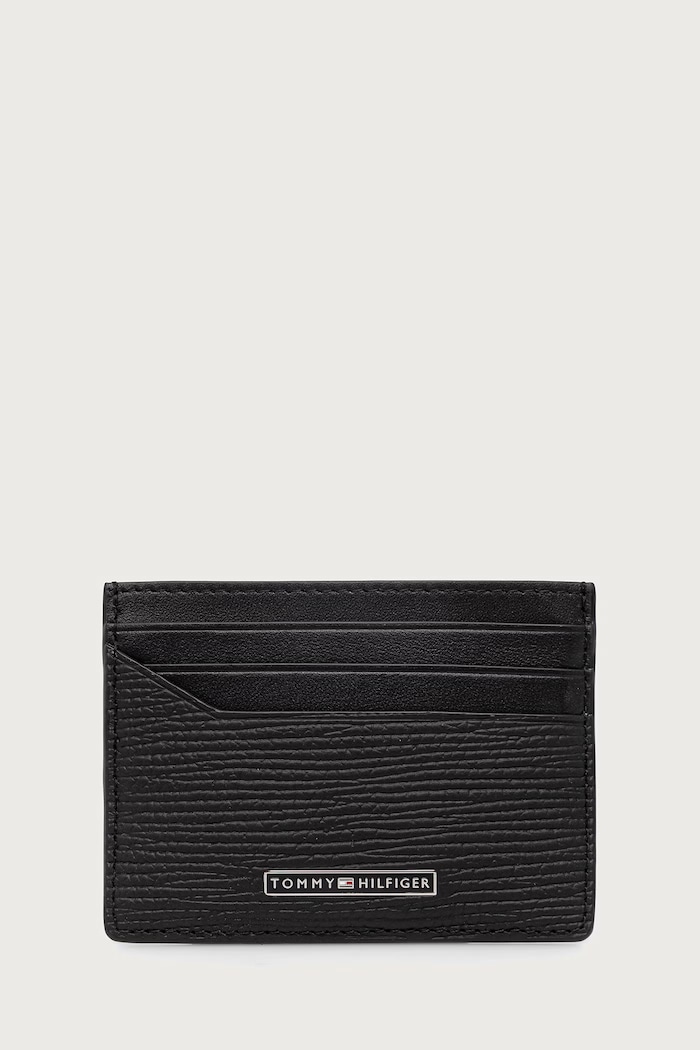 Tommy Hilfiger Θήκη για κάρτες ανδρική δερμάτινη μαύρο AM0AM14787