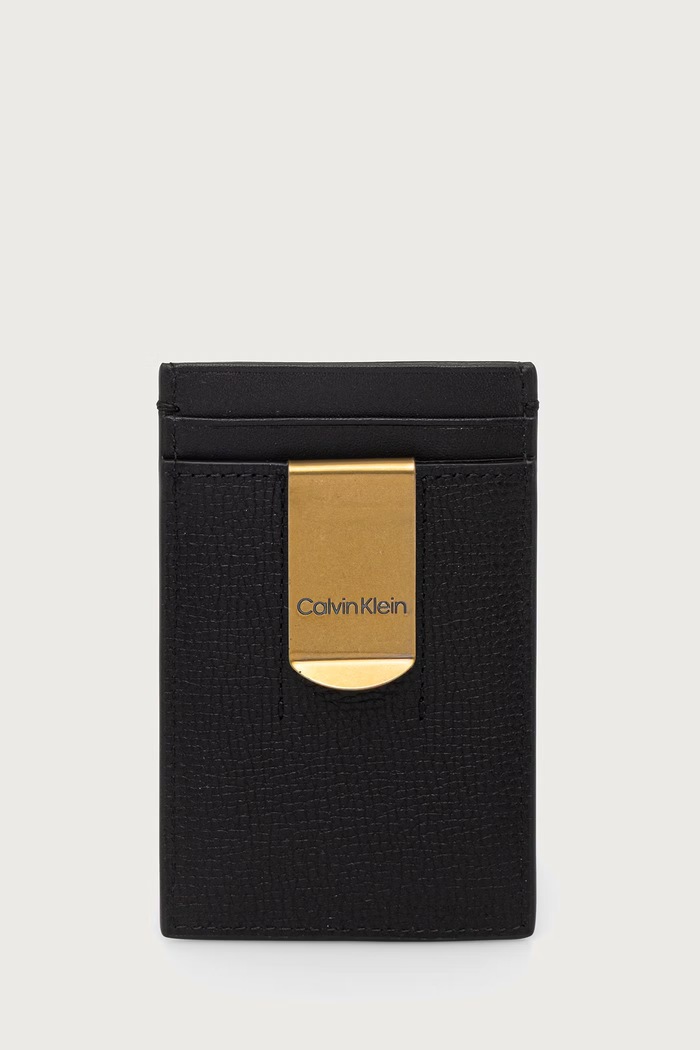 Calvin Klein Θήκη για κάρτες ανδρική δερμάτινη μαύρο LV04D1321G