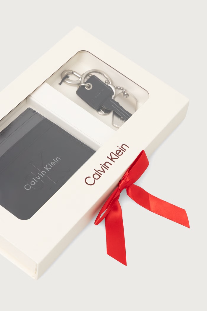 Etui za kartice i privjesak za muškarce od kože Calvin Klein crna LV04D0015G