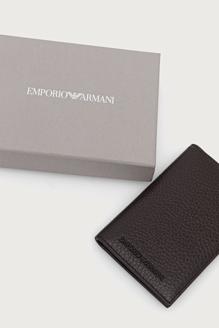 Etui na karty męskie skórzane Emporio Armani Y4R564.Y068E brązowy