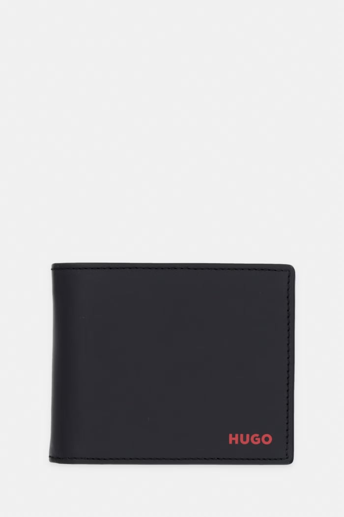 HUGO кошелек для мужчин кожаный Tibby_2.0_Trifold чёрный 50570448