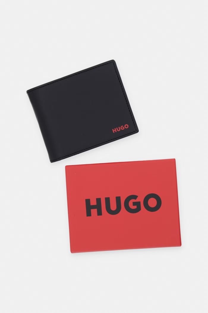 HUGO кошелек для мужчин кожаный Tibby_2.0_Trifold 50570448 чёрный