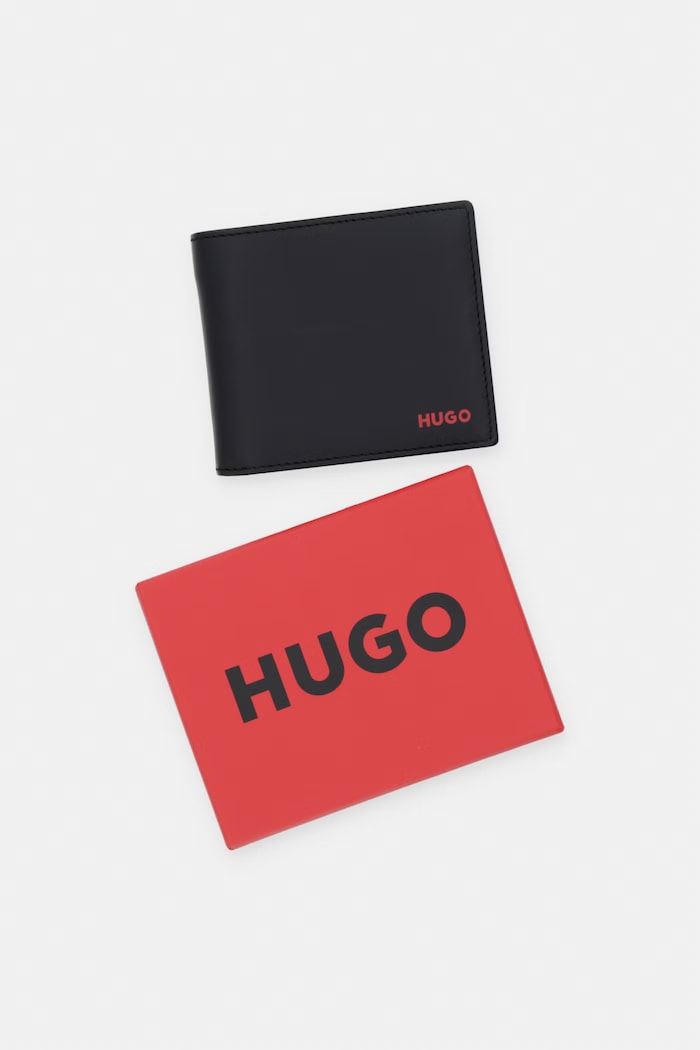 HUGO πορτοφόλι ανδρικό δερμάτινο Tibby_2.0_4cc coin 50570440 μαύρο