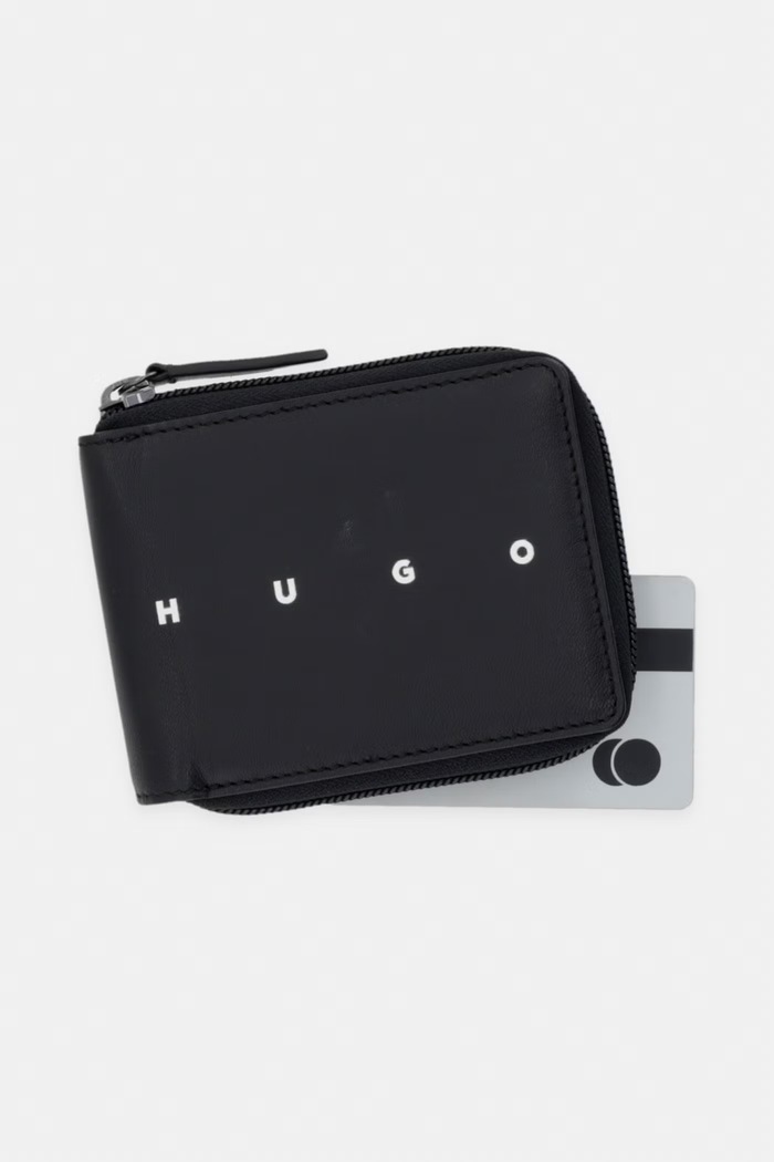 HUGO гаманець чоловічий шкіряний REHX_ziparound чорний 50568431