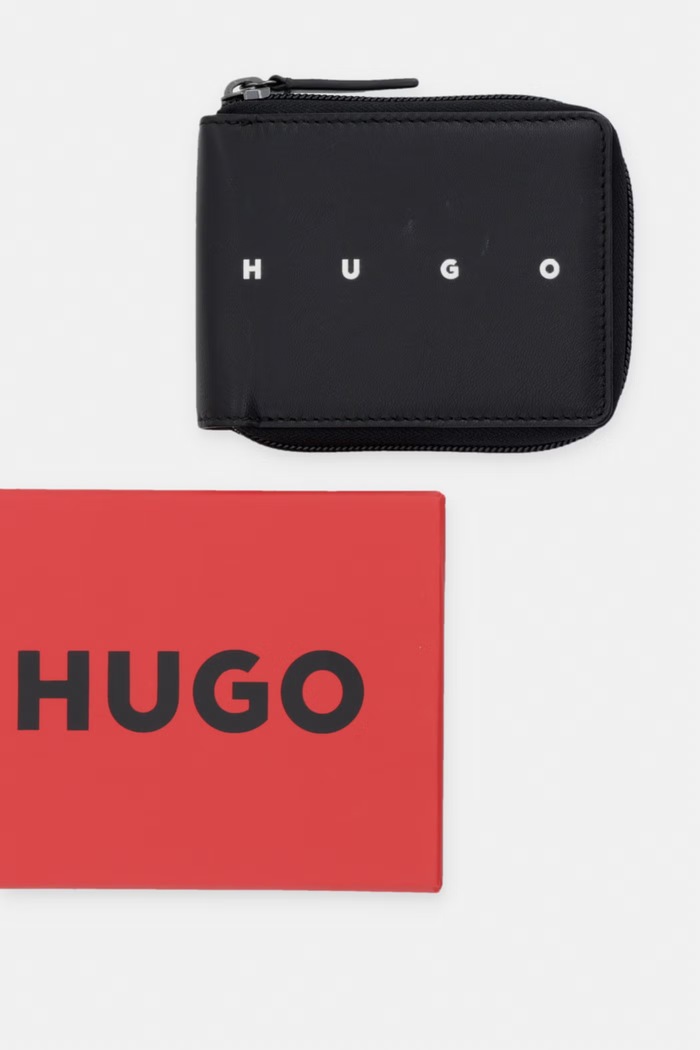 HUGO гаманець чоловічий шкіряний REHX_ziparound 50568431 чорний
