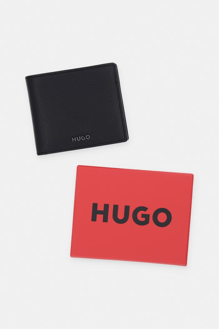 HUGO кошелек для мужчин кожаный HUKE_4cc Coin 50568426 чёрный