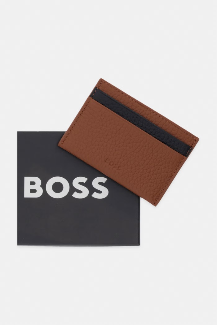 BOSS θήκη για κάρτες ανδρική δερμάτινη BOSS x Aston Martin καφέ 50569738