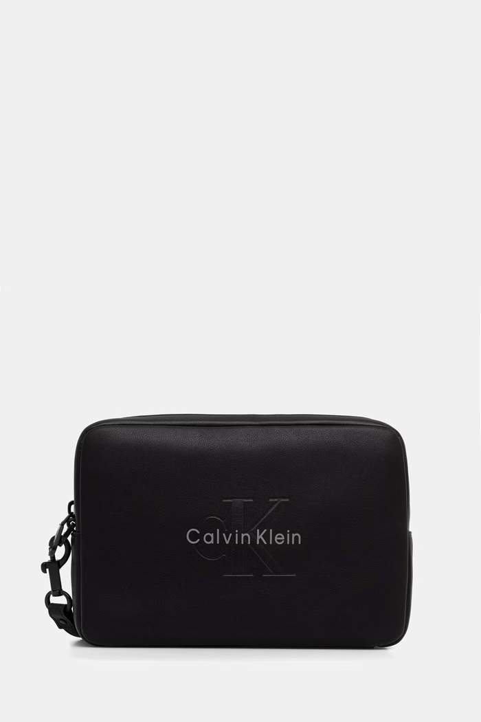 Calvin Klein kosmetyczka męska z imitacji skóry czarny LV04D1257G