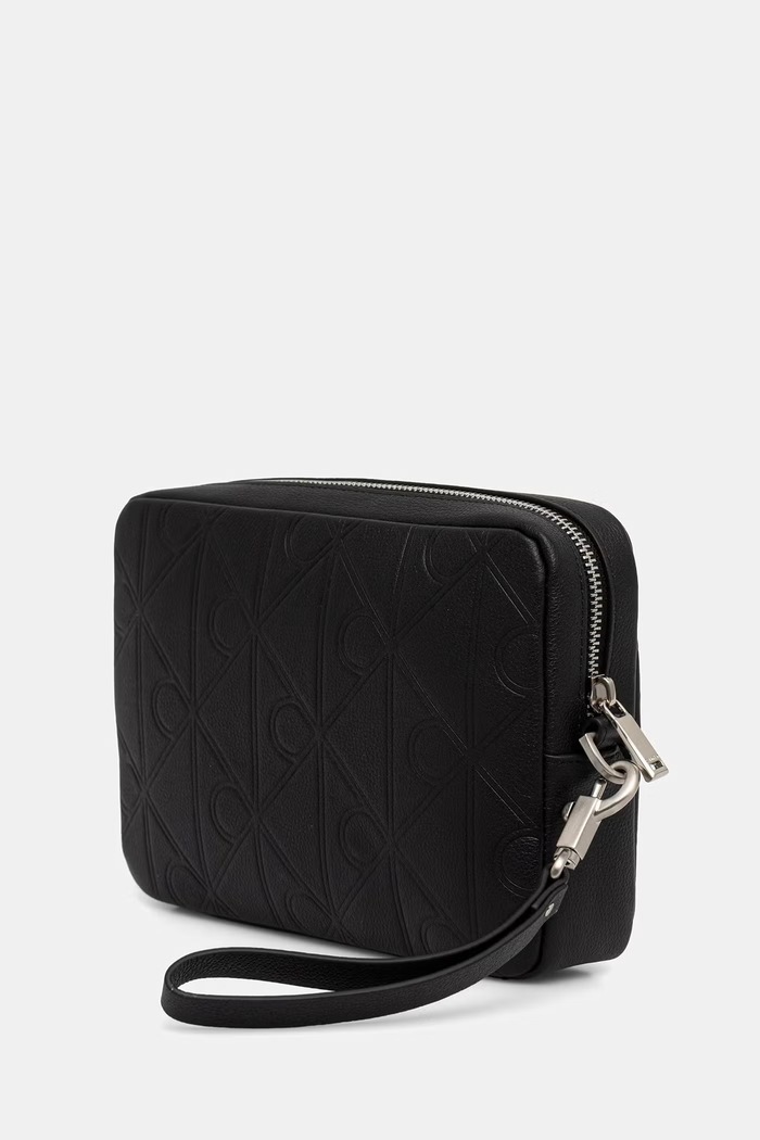 Calvin Klein kozmetická taška pánska kožená LV04D1256G čierna AW26